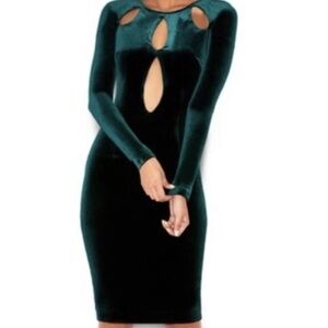 House of CB Teal Velvet Midi Dress